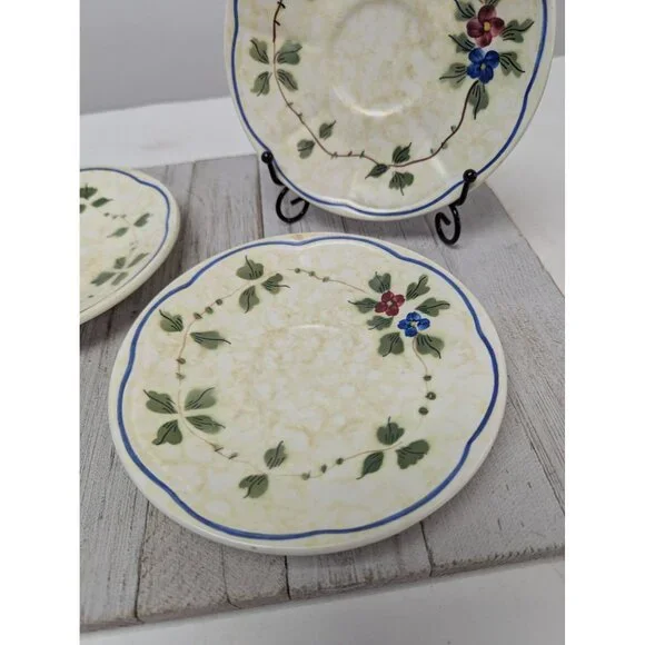 LongChamps France Nemours Set of 3 Saucers Plates Vintage 6 1/2” Hand Painted - Picture 3 of 8